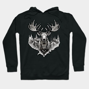 Elk deer nature Scandinavian forest Hoodie